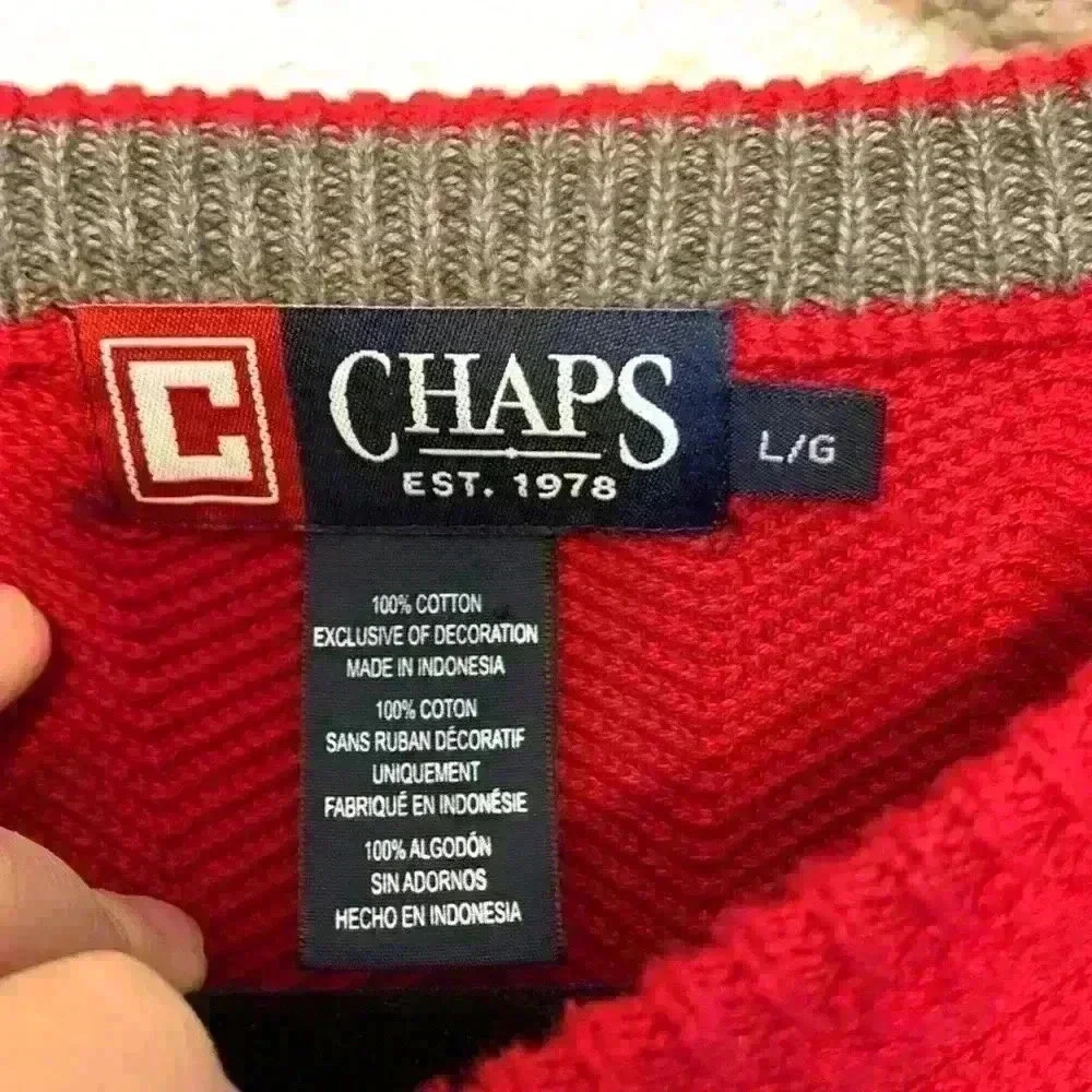 Chaps red sweater sz L Christmas holiday church career business casual warm cozy